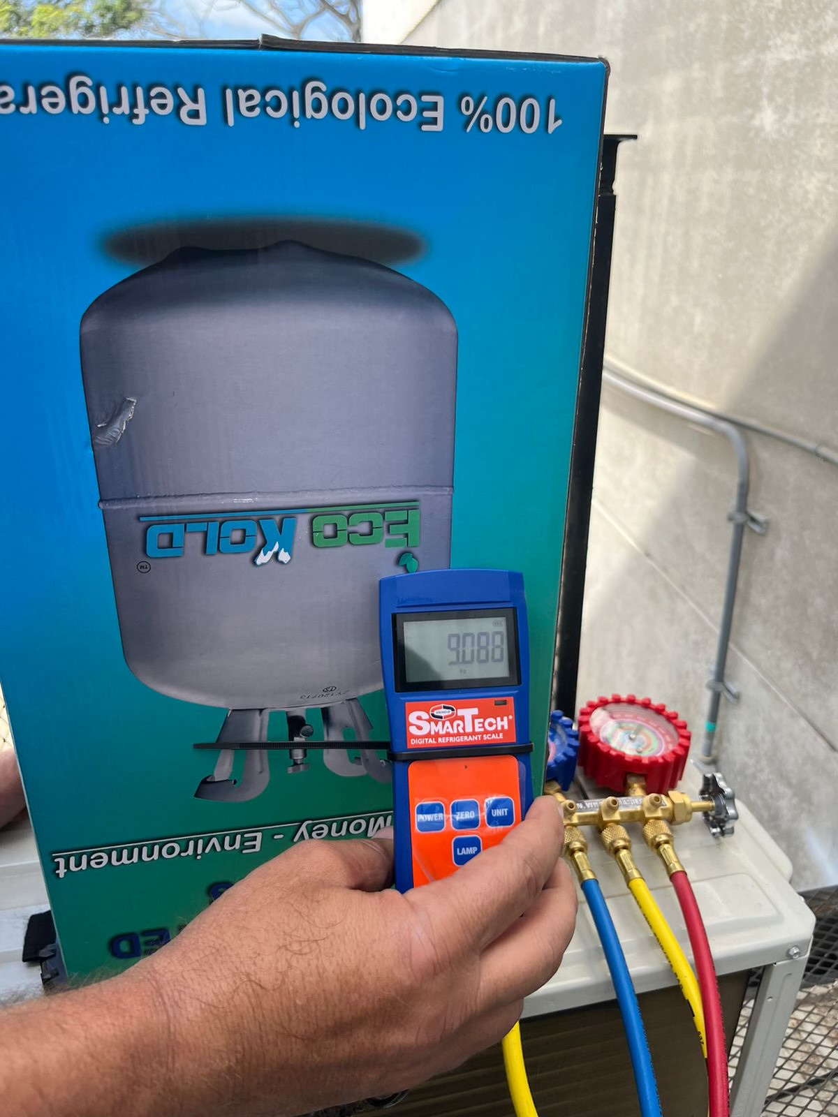 Eco Kold tank connected and ready to charge